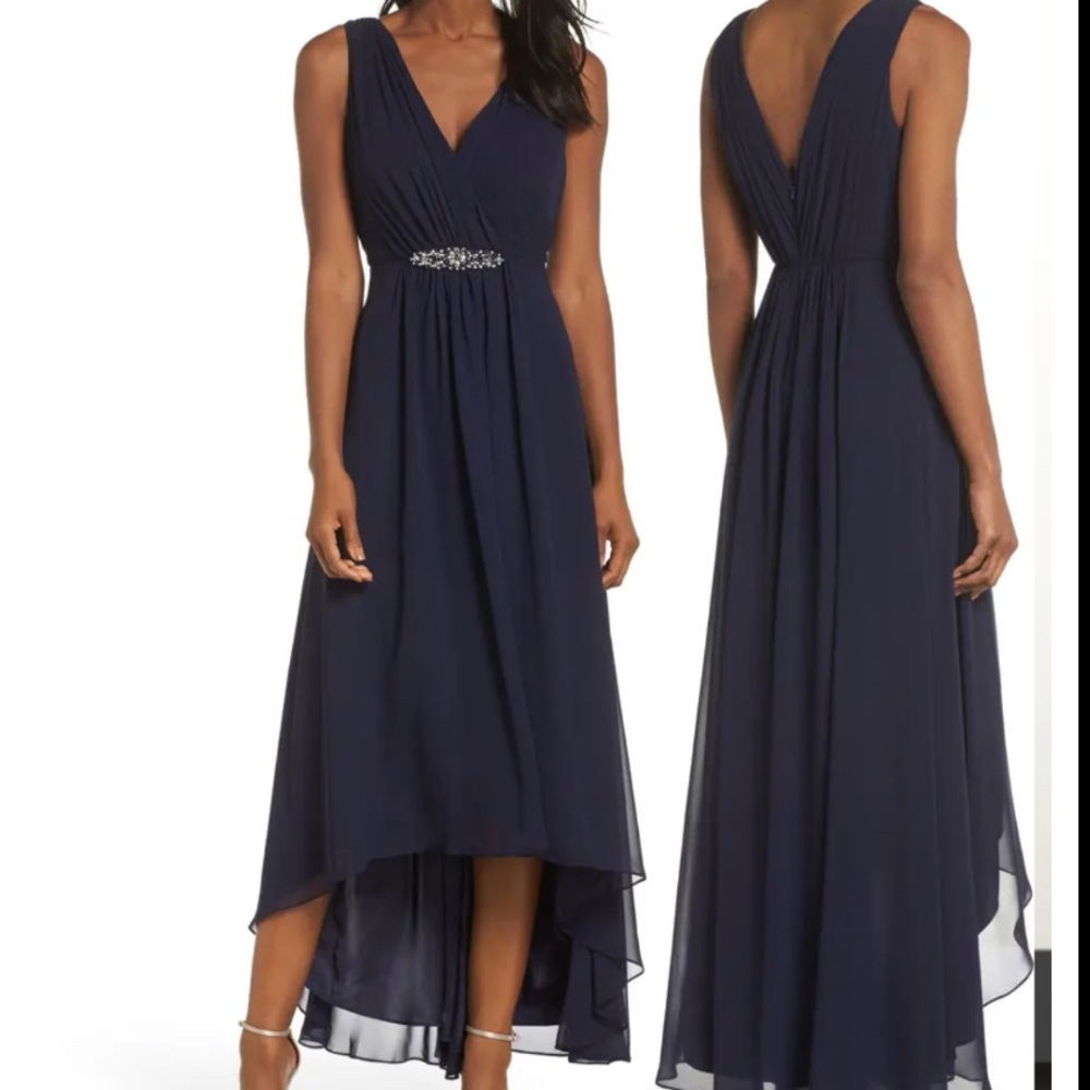 Nordstrom ELIZA J Embellished High/Low Chiffon Dress, Size 8, BRAND NEW!!